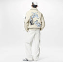 Jaqueta Louis Vuitton Varsity Em Couro Bordada “Multi-Patches Mixed/Milky White”